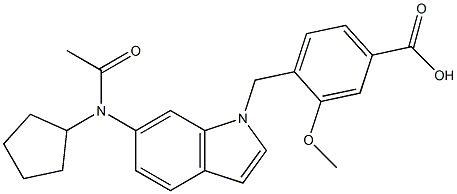 4-[6-(Cyclopentylacetylamino)-1H-indol-1-ylmethyl]-3-methoxybenzoic acid Struktur