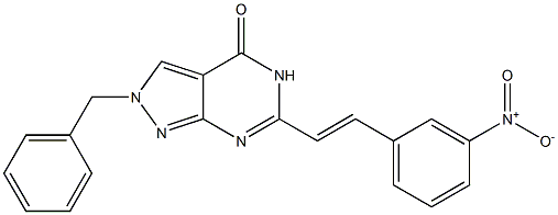 6-(m-Nitrostyryl)-2-benzyl-2H-pyrazolo[3,4-d]pyrimidin-4(5H)-one 结构式