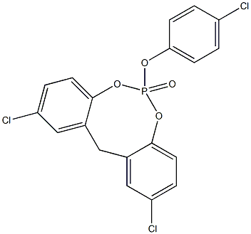 2,10-Dichloro-6-(4-chlorophenoxy)-12H-dibenzo[d,g][1,3,2]dioxaphosphocin 6-oxide,,结构式