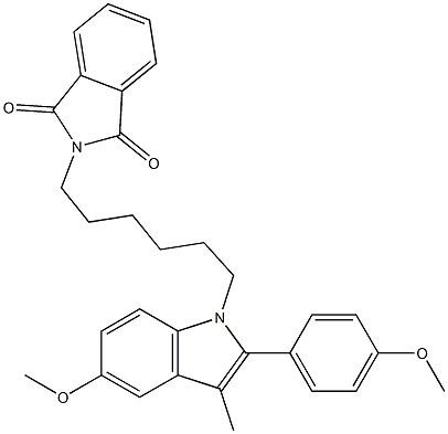 N-[6-[5-Methoxy-2-(4-methoxyphenyl)-3-methyl-1H-indol-1-yl]hexyl]phthalimide Structure