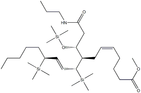 (5Z,8R,9R,10E,12S)-8-[(1R)-1-(Trimethylsilyloxy)-2-(N-propylcarbamoyl)ethyl]-9,12-bis(trimethylsilyl)-5,10-heptadecadienoic acid methyl ester 结构式