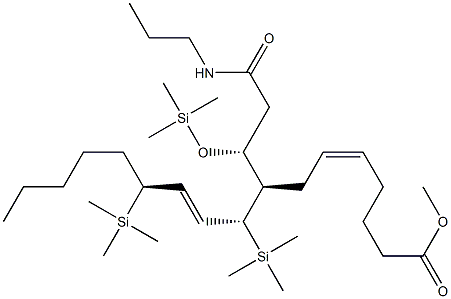 (5Z,8R,9R,10E,12S)-8-[(1R)-1-(トリメチルシリルオキシ)-2-(N-プロピルカルバモイル)エチル]-9,12-ビス(トリメチルシリル)-5,10-ヘプタデカジエン酸メチル 化学構造式