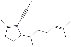 1-Methyl-3-(1,5-dimethyl-4-hexenyl)-2-(1-propynyl)cyclopentene 结构式