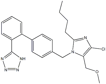 2-ブチル-4-クロロ-5-メトキシメチル-1-[[2'-(1H-テトラゾール-5-イル)-1,1'-ビフェニル-4-イル]メチル]-1H-イミダゾール 化学構造式