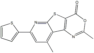 2,9-Dimethyl-7-(2-thienyl)-4H-pyrido[3',2':4,5]thieno[3,2-d][1,3]oxazin-4-one Struktur