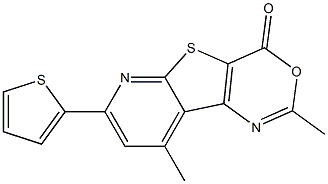 2,9-Dimethyl-7-(2-thienyl)-4H-pyrido[3',2':4,5]thieno[3,2-d][1,3]oxazin-4-one,,结构式