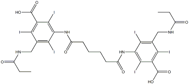 3,3'-(Adipoyldiimino)bis[5-(propionylaminomethyl)-2,4,6-triiodobenzoic acid] Structure