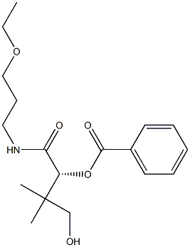 (R)-2-ベンゾイルオキシ-N-(3-エトキシプロピル)-4-ヒドロキシ-3,3-ジメチルブタンアミド 化学構造式