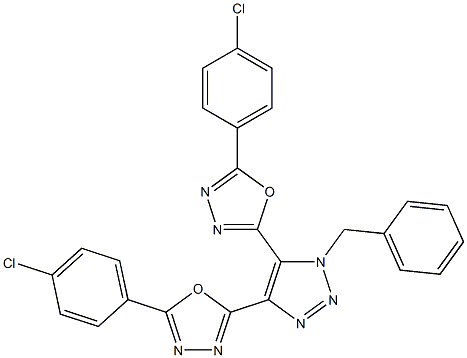 1-ベンジル-4,5-ビス[5-(4-クロロフェニル)-1,3,4-オキサジアゾール-2-イル]-1H-1,2,3-トリアゾール 化学構造式