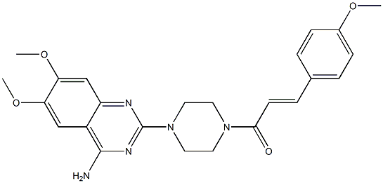 4-(4-アミノ-6,7-ジメトキシキナゾリン-2-イル)-1-[3-(4-メトキシフェニル)アクリロイル]ピペラジン 化学構造式