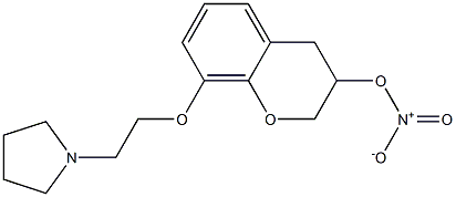 3,4-Dihydro-8-[2-(pyrrolidin-1-yl)ethoxy]-2H-1-benzopyran-3-ol 3-nitrate 结构式