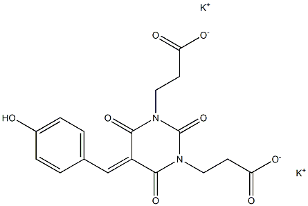 Hexahydro-5-(4-hydroxybenzylidene)-2,4,6-trioxo-1,3-pyrimidinedipropionic acid dipotassium salt 结构式