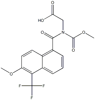 [N-(Methoxycarbonyl)-N-[oxo[5-(trifluoromethyl)-6-methoxy-1-naphtyl]methyl]amino]acetic acid Structure