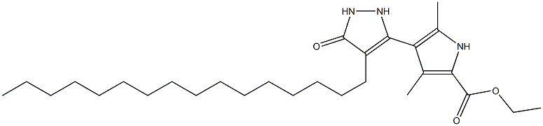 3,5-Dimethyl-4-(4-hexadecyl-5-oxo-3-pyrazolin-3-yl)-1H-pyrrole-2-carboxylic acid ethyl ester,,结构式