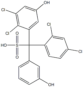 (2,4-ジクロロフェニル)(2,3-ジクロロ-5-ヒドロキシフェニル)(3-ヒドロキシフェニル)メタンスルホン酸 化学構造式