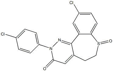 10-クロロ-2-(4-クロロフェニル)-5,6-ジヒドロ[1]ベンゾチエピノ[5,4-c]ピリダジン-3(2H)-オン7-オキシド 化学構造式