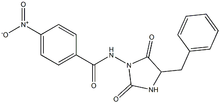 3-(4-ニトロベンゾイルアミノ)-5-ベンジルイミダゾリジン-2,4-ジオン 化学構造式