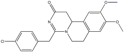 9,10-Dimethoxy-4-(4-chlorobenzyl)-1,6,7,11b-tetrahydro-2H-pyrimido[6,1-a]isoquinolin-2-one Struktur