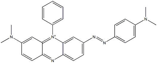 3-[[4-(ジメチルアミノ)フェニル]アゾ]-7-(ジメチルアミノ)-5-フェニルフェナジン-5-イウム 化学構造式