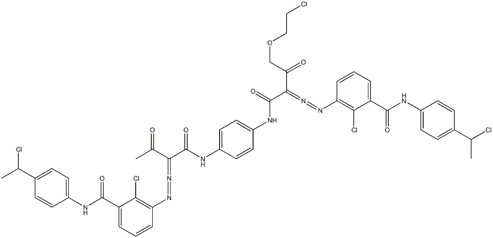3,3'-[2-[(2-Chloroethyl)oxy]-1,4-phenylenebis[iminocarbonyl(acetylmethylene)azo]]bis[N-[4-(1-chloroethyl)phenyl]-2-chlorobenzamide] Structure