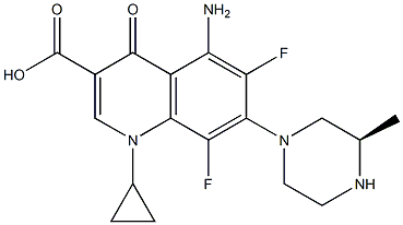 5-Amino-1-cyclopropyl-6,8-difluoro-1,4-dihydro-7-[(3R)-3-methyl-1-piperazinyl]-4-oxoquinoline-3-carboxylic acid Structure