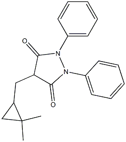 4-[(2,2-Dimethylcyclopropyl)methyl]-1,2-diphenyl-3,5-pyrazolidinedione,,结构式