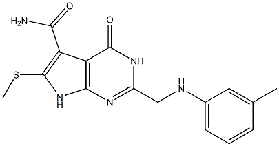 2-[(m-Methylphenylamino)methyl]-6-(methylthio)-4-oxo-3,4-dihydro-7H-pyrrolo[2,3-d]pyrimidine-5-carboxamide Structure