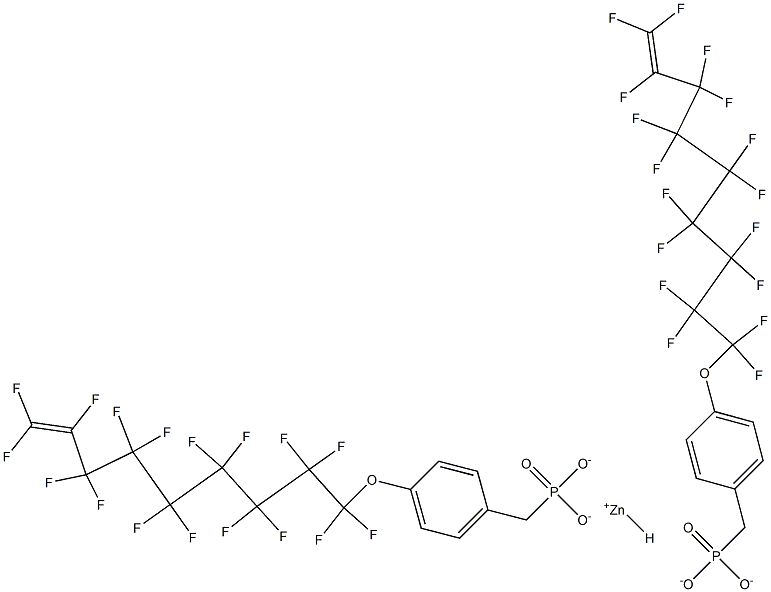 ビス[4-(ヘプタデカフルオロ-8-ノネニルオキシ)ベンジルホスホン酸水素]亜鉛 化学構造式