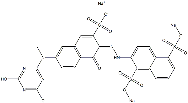 [3-[2-[1,5-Bis(sodiosulfo)-2-naphtyl]hydrazono]-4-oxo-3,4-dihydro-7-[(4-chloro-6-hydroxy-1,3,5-triazine-2-yl)(methyl)amino]naphthalene]-2-sulfonic acid sodium salt Structure