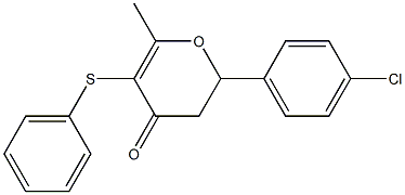 2-(p-クロロフェニル)-6-メチル-5-フェニルチオ-2,3-ジヒドロ-4H-ピラン-4-オン 化学構造式