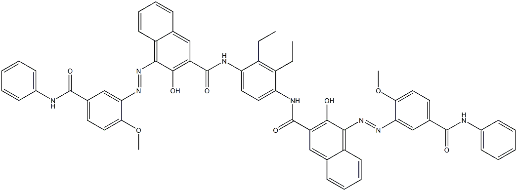 N,N'-(2,3-Diethyl-1,4-phenylene)bis[4-[[2-methoxy-5-(phenylcarbamoyl)phenyl]azo]-3-hydroxy-2-naphthalenecarboxamide],,结构式