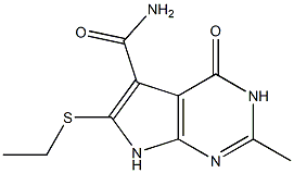 2-Methyl-6-(ethylthio)-4-oxo-3,4-dihydro-7H-pyrrolo[2,3-d]pyrimidine-5-carboxamide,,结构式