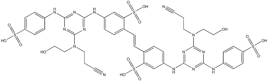 2,2'-(1,2-Ethenediyl)bis[5-[[4-[(2-hydroxyethyl)(2-cyanoethyl)amino]-6-[(4-sulfophenyl)amino]-1,3,5-triazin-2-yl]amino]benzenesulfonic acid]