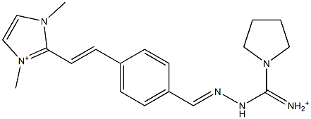 1,3-Dimethyl-2-[2-[4-[2-[iminio(1-pyrrolidinyl)methyl]hydrazonomethyl]phenyl]ethenyl]-1H-imidazol-3-ium,,结构式
