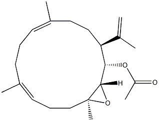 (1S,2S,3S,6E,10E,14S)-2,3-エポキシ-14-(1-メチルエテニル)-3,7,11-トリメチルシクロテトラデカ-6,10-ジエン-1-オールアセタート 化学構造式
