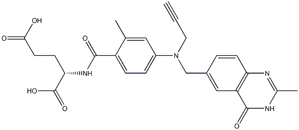 (2S)-2-[2-Methyl-4-[N-[(3,4-dihydro-2-methyl-4-oxoquinazolin)-6-ylmethyl]-N-(2-propynyl)amino]benzoylamino]glutaric acid Struktur