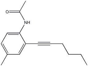 N-[4-メチル-2-(1-ヘキシニル)フェニル]アセトアミド 化学構造式