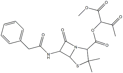 3,3-Dimethyl-7-oxo-6-(benzylcarbonylamino)-4-thia-1-azabicyclo[3.2.0]heptane-2-carboxylic acid 1-(methoxycarbonyl)-2-oxopropyl ester,,结构式