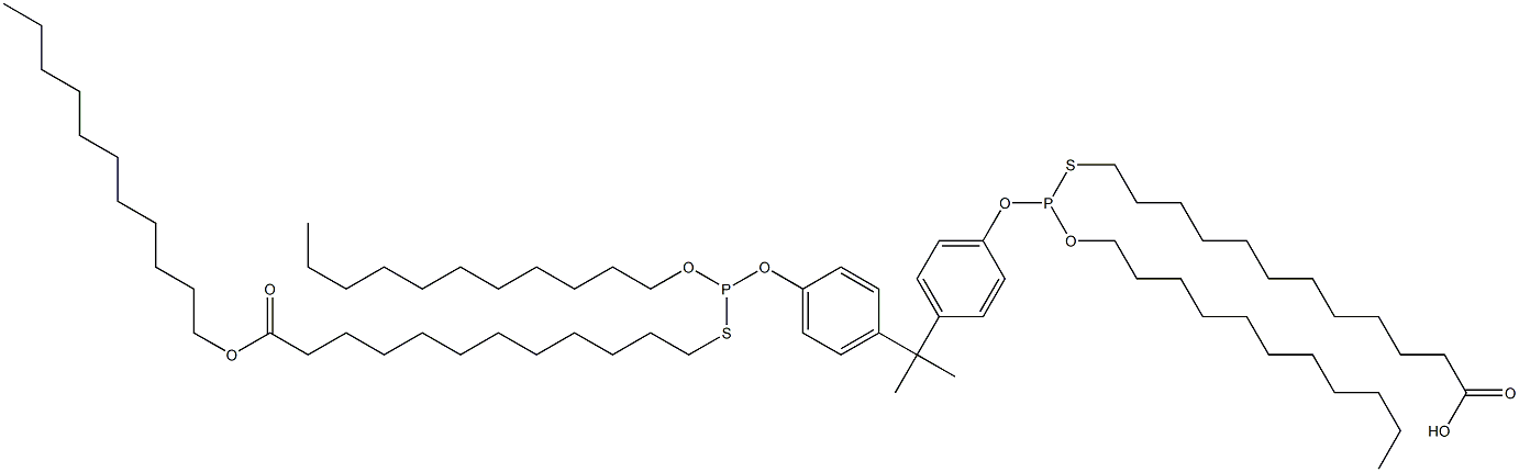 12,12'-[[Isopropylidenebis(4,1-phenyleneoxy)]bis[(undecyloxy)phosphinediylthio]]bis(dodecanoic acid undecyl) ester,,结构式