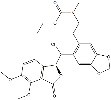 N-メチル-N-[2-[6-[[[(1S)-1,3-ジヒドロ-4,5-ジメトキシ-3-オキソイソベンゾフラン]-1-イル]クロロメチル]-1,3-ベンゾジオキソール-5-イル]エチル]カルバミド酸エチル 化学構造式