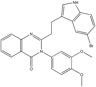 2-[2-(5-ブロモ-1H-インドール-3-イル)エチル]-3-(3,4-ジメトキシフェニル)キナゾリン-4(3H)-オン 化学構造式