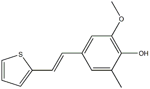 4-[(E)-2-(2-チエニル)エテニル]-2-メチル-6-メトキシフェノール 化学構造式