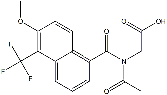 [N-Acetyl-N-[oxo[5-(trifluoromethyl)-6-methoxy-1-naphtyl]methyl]amino]acetic acid,,结构式