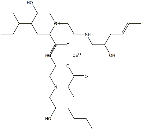 Bis[2-[N-(2-hydroxyhexyl)-N-[2-(2-hydroxy-4-hexenylamino)ethyl]amino]propionic acid]calcium salt 结构式