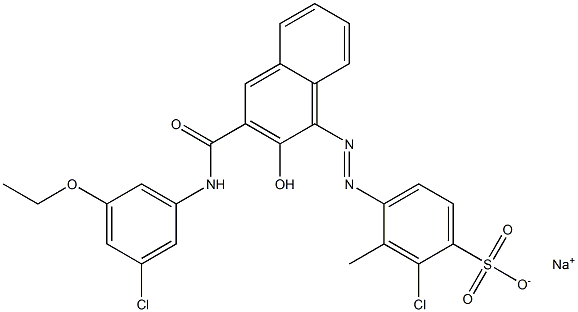 2-Chloro-3-methyl-4-[[3-[[(3-chloro-5-ethoxyphenyl)amino]carbonyl]-2-hydroxy-1-naphtyl]azo]benzenesulfonic acid sodium salt,,结构式