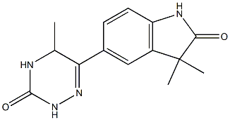 3,3-Dimethyl-5-[(2,3,4,5-tetrahydro-5-methyl-3-oxo-1,2,4-triazin)-6-yl]-1H-indol-2(3H)-one,,结构式
