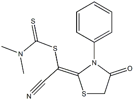 Dimethyldithiocarbamic acid [cyano(4-oxo-3-phenylthiazolidin-2-ylidene)methyl] ester,,结构式