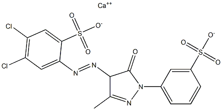 4,5-Dichloro-2-[4,5-dihydro-3-methyl-5-oxo-1-(3-sulfophenyl)-1H-pyrazol-4-ylazo]benzenesulfonic acid calcium salt 结构式