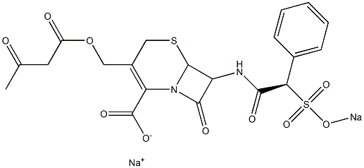  8-Oxo-3-(3-oxobutyryloxymethyl)-7-[[(2R)-2-phenyl-2-(sodiooxysulfonyl)acetyl]amino]-5-thia-1-azabicyclo[4.2.0]oct-2-ene-2-carboxylic acid sodium salt