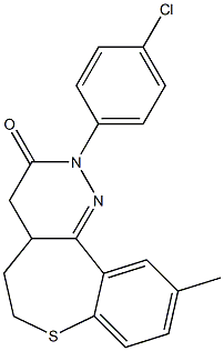 10-Methyl-2-(4-chlorophenyl)-4,4a,5,6-tetrahydro[1]benzothiepino[5,4-c]pyridazin-3(2H)-one,,结构式